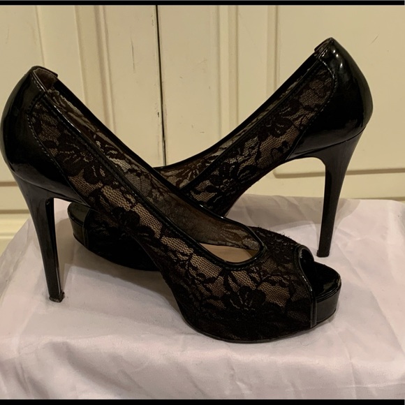 black lace stilettos